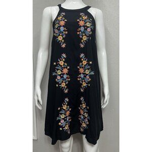 Savanna Jane Halter Dress Medium Sleeveless  Embroidered Multicolor Vacation